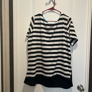 Black and White Striped Women's Top